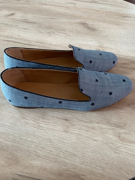 J.Crew Womens Polka Dot Loafers Size 10 Blue Navy Slip On Flats Preppy - Picture 3 of 7